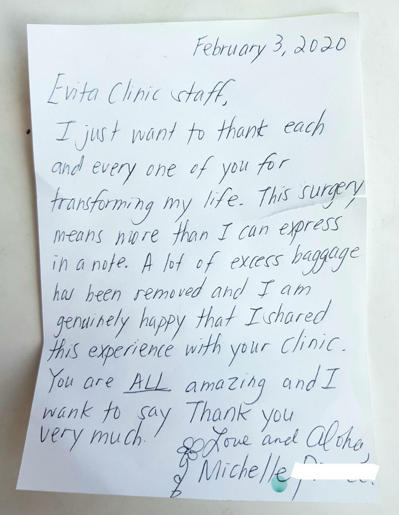 Letter from Tummy Tuck Patient | Evita Clinic