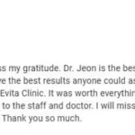 Google review of Grade 4 gynecomastia surgery with anchor resection at Evita Clinic Korea
