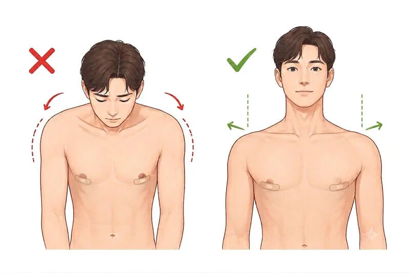 Correct upright posture after keyhole gynecomastia surgery